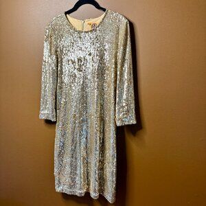 Glamorous Tory Burch Gold Sequin Long-Sleeve Dress – Size Small